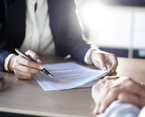 Utah accident injury attorney consulting with a client